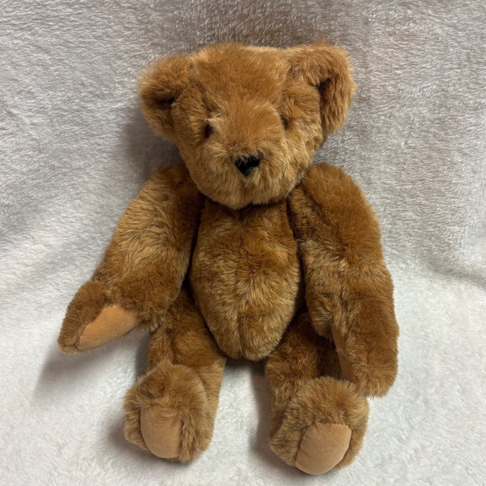 Vermont Teddy Bear Classic Honey Brown Jointed Plush Handmade Stuffed Animal Toy